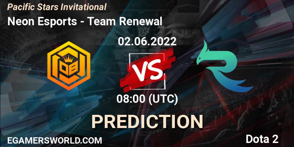 Neon Esports vs Team Renewal: Betting TIp, Match Prediction. 02.06.2022 at 08:18. Dota 2, Pacific Stars Invitational