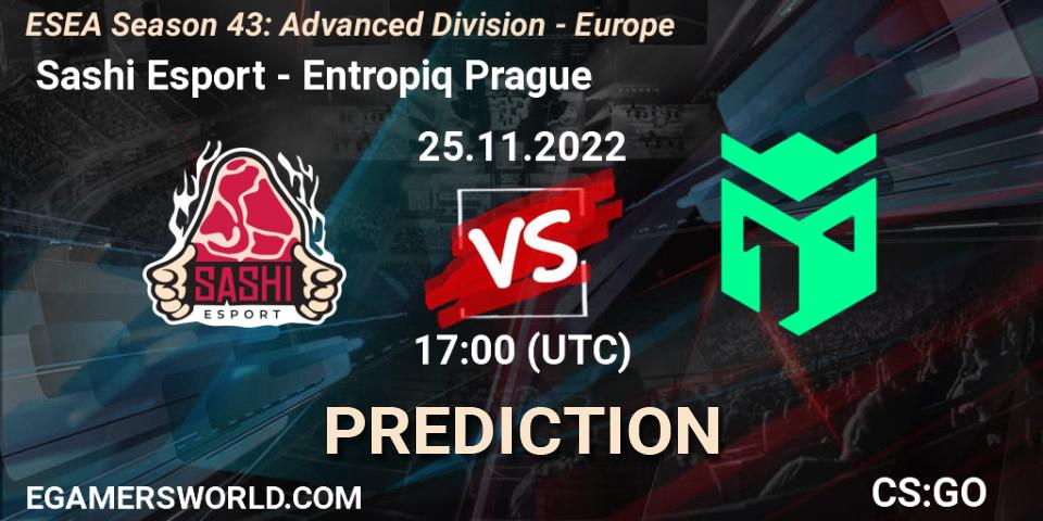  Sashi Esport vs Entropiq Prague: Betting TIp, Match Prediction. 25.11.2022 at 17:00. Counter-Strike (CS2), ESEA Season 43: Advanced Division - Europe