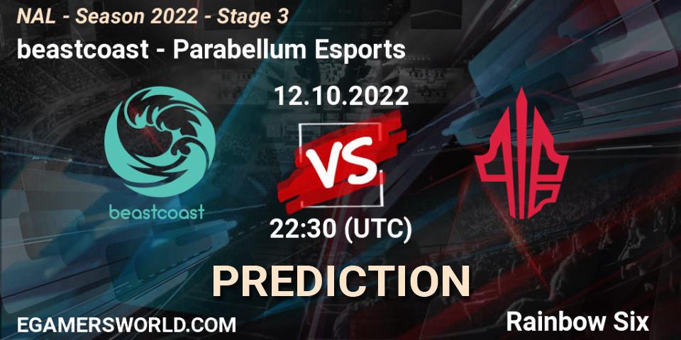 beastcoast vs Parabellum Esports: Betting TIp, Match Prediction. 12.10.2022 at 22:30. Rainbow Six, NAL - Season 2022 - Stage 3