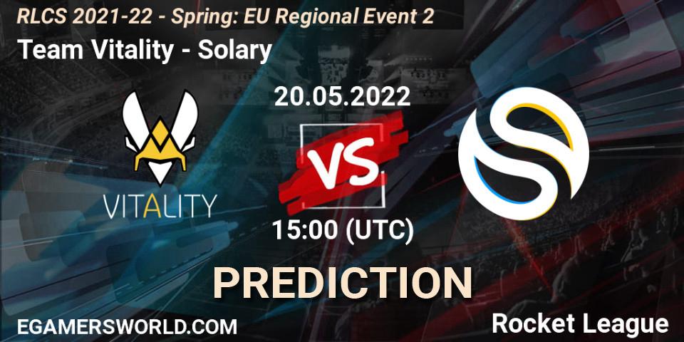 Team Vitality vs Solary: Betting TIp, Match Prediction. 20.05.2022 at 15:00. Rocket League, RLCS 2021-22 - Spring: EU Regional Event 2