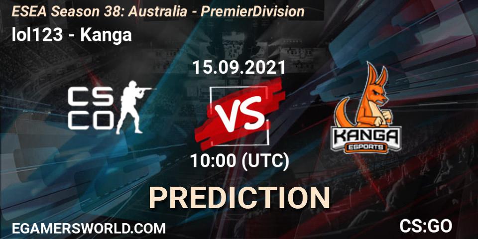 lol123 vs Kanga: Betting TIp, Match Prediction. 27.09.21. CS2 (CS:GO), ESEA Season 38: Australia - Premier Division