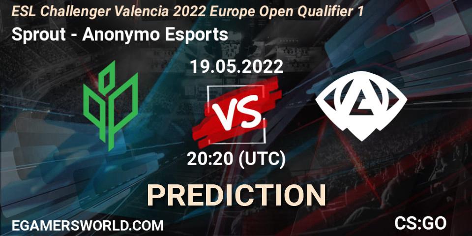 Sprout vs Anonymo Esports: Betting TIp, Match Prediction. 19.05.2022 at 20:20. Counter-Strike (CS2), ESL Challenger Valencia 2022 Europe Open Qualifier 1