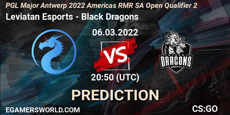 Leviatan Esports vs Black Dragons: Betting TIp, Match Prediction. 06.03.2022 at 20:50. Counter-Strike (CS2), PGL Major Antwerp 2022 Americas RMR SA Open Qualifier 2