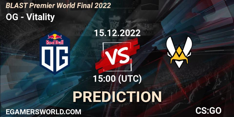 OG vs Vitality: Betting TIp, Match Prediction. 15.12.2022 at 15:55. Counter-Strike (CS2), BLAST Premier World Final 2022
