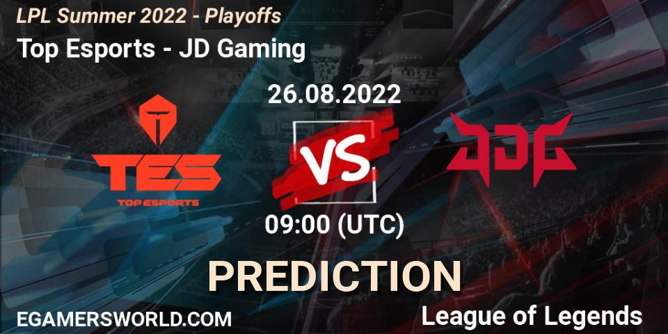 Top Esports vs JD Gaming: Betting TIp, Match Prediction. 26.08.2022 at 09:00. LoL, LPL Summer 2022 - Playoffs