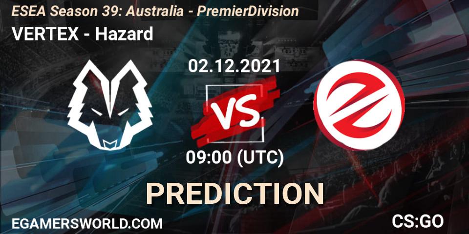 VERTEX vs Hazard: Betting TIp, Match Prediction. 06.12.2021 at 09:00. Counter-Strike (CS2), ESEA Season 39: Australia - Premier Division