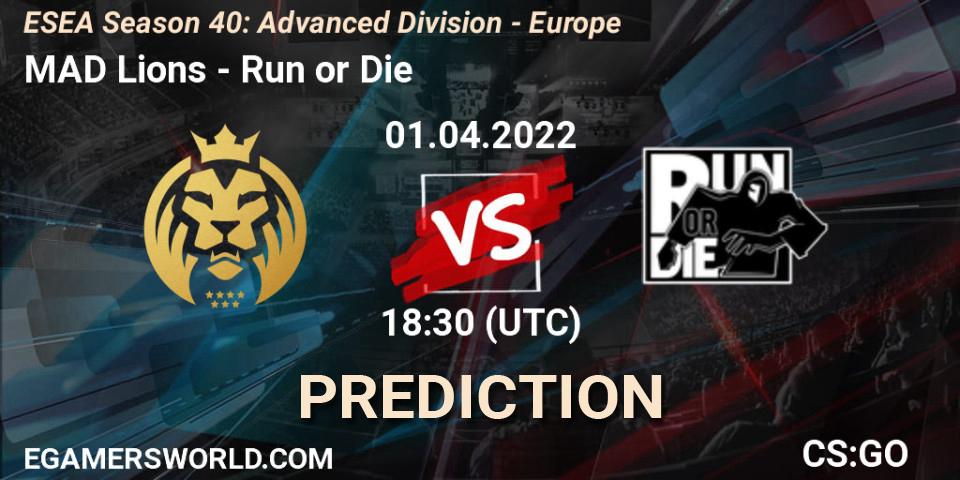 MAD Lions vs Run or Die: Betting TIp, Match Prediction. 01.04.22. CS2 (CS:GO), ESEA Season 40: Advanced Division - Europe