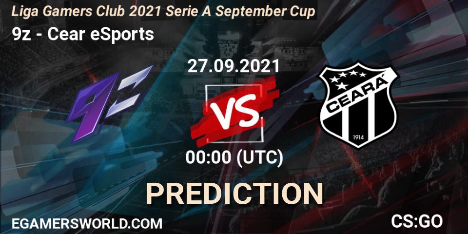 9z vs Ceará eSports: Betting TIp, Match Prediction. 27.09.2021 at 00:00. Counter-Strike (CS2), Liga Gamers Club 2021 Serie A September Cup
