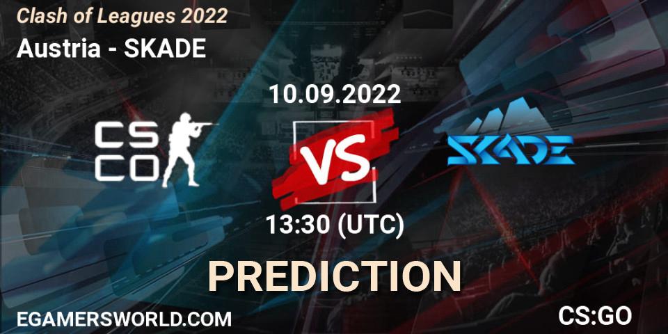 Austria vs SKADE: Betting TIp, Match Prediction. 10.09.2022 at 13:30. Counter-Strike (CS2), Clash of Leagues 2022