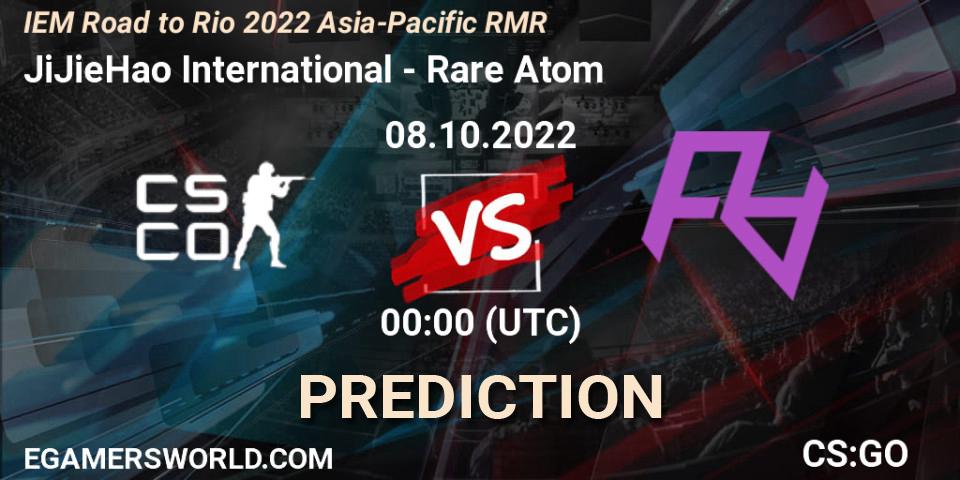 JiJieHao International vs Rare Atom: Betting TIp, Match Prediction. 08.10.2022 at 00:00. Counter-Strike (CS2), IEM Road to Rio 2022 Asia-Pacific RMR