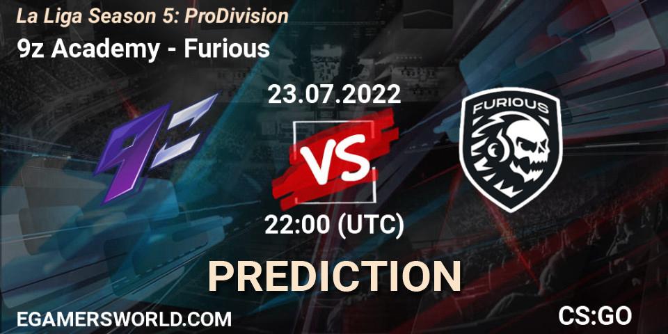 9z Academy vs Furious: Betting TIp, Match Prediction. 23.07.2022 at 22:10. Counter-Strike (CS2), La Liga Season 5: Pro Division