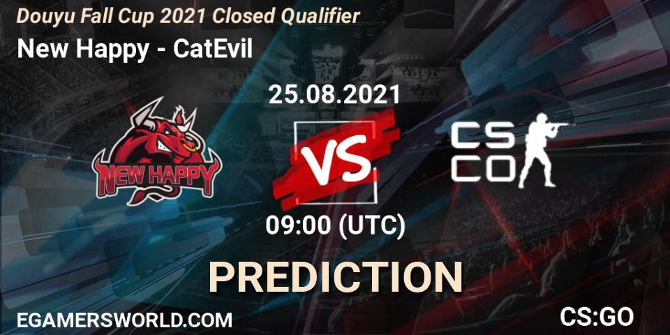 New Happy vs CatEvil: Betting TIp, Match Prediction. 25.08.2021 at 09:10. Counter-Strike (CS2), Douyu Fall Cup 2021 Closed Qualifier