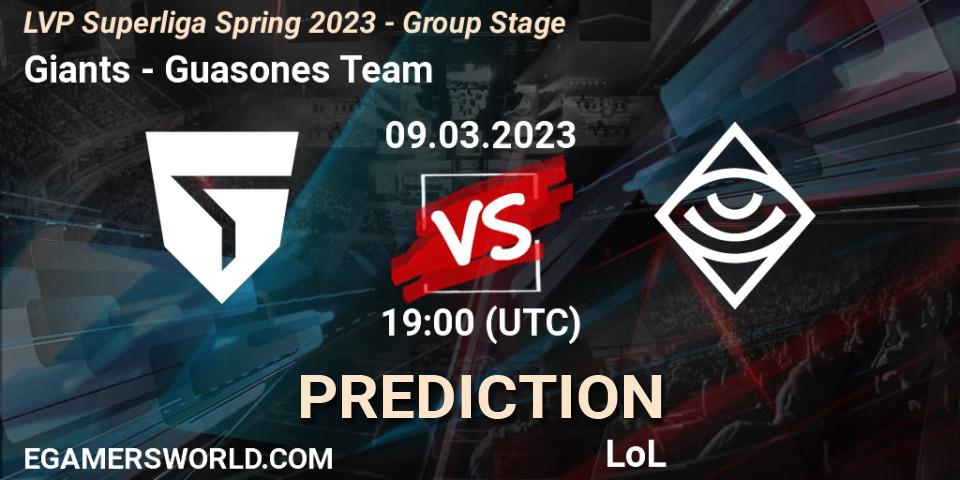 Giants vs Guasones Team: Betting TIp, Match Prediction. 09.03.2023 at 19:00. LoL, LVP Superliga Spring 2023 - Group Stage