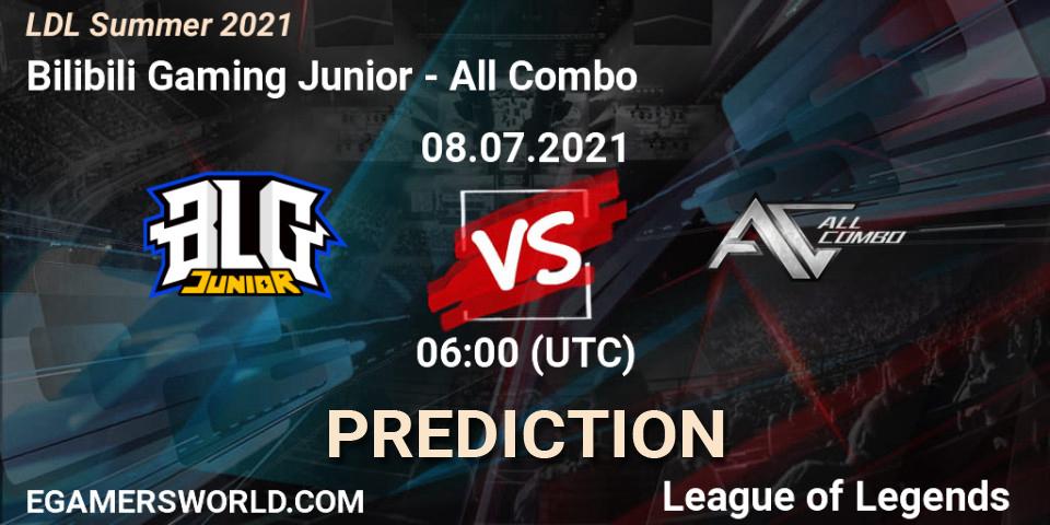 Bilibili Gaming Junior vs All Combo: Betting TIp, Match Prediction. 08.07.2021 at 06:00. LoL, LDL Summer 2021