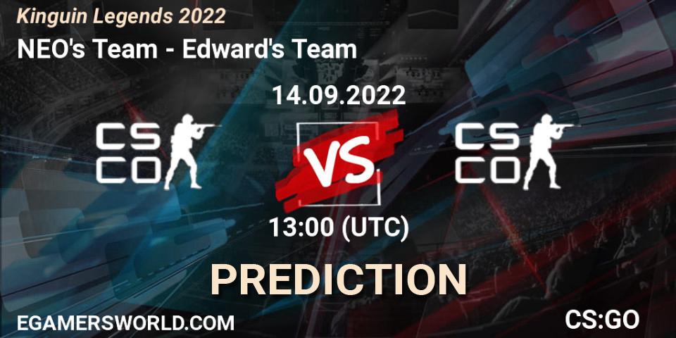 NEO's Team vs Edward's Team: Betting TIp, Match Prediction. 14.09.2022 at 13:00. Counter-Strike (CS2), Kinguin Legends 2022