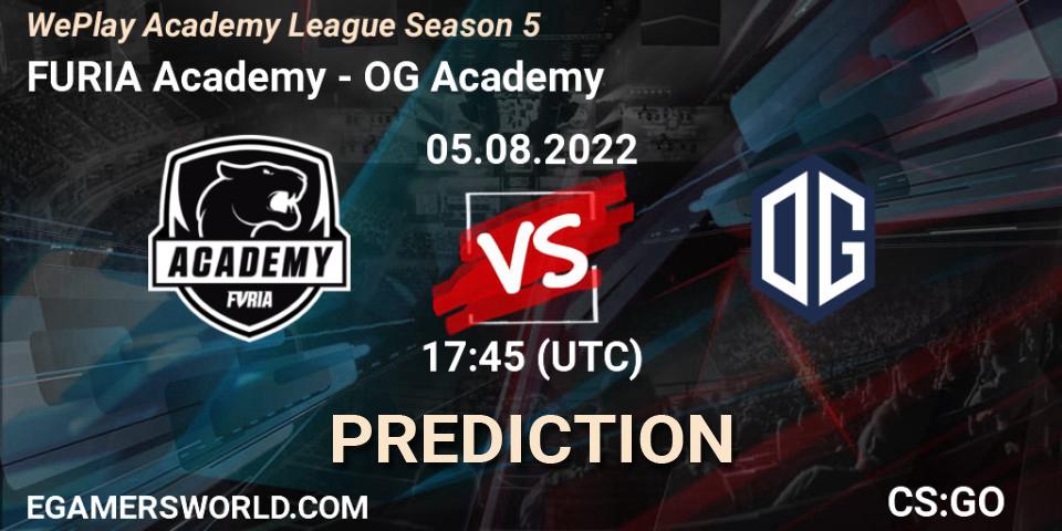 FURIA Academy vs OG Academy: Betting TIp, Match Prediction. 05.08.2022 at 17:45. Counter-Strike (CS2), WePlay Academy League Season 5