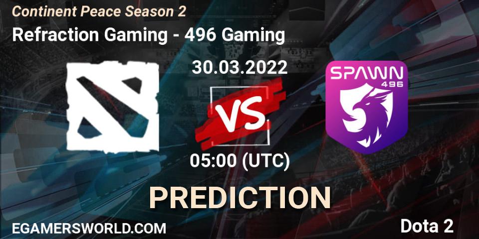 Refraction Gaming vs 496 Gaming: Betting TIp, Match Prediction. 31.03.22. Dota 2, Continent Peace Season 2 
