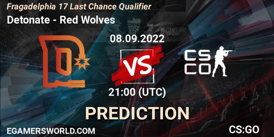 Detonate vs Red Wolves: Betting TIp, Match Prediction. 08.09.2022 at 21:15. Counter-Strike (CS2), Fragadelphia 17 Last Chance Qualifier