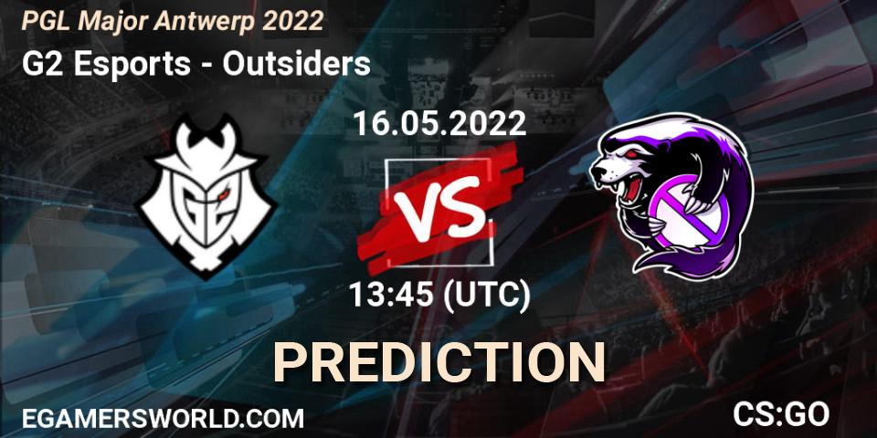 G2 Esports vs Outsiders: Betting TIp, Match Prediction. 16.05.2022 at 14:35. Counter-Strike (CS2), PGL Major Antwerp 2022
