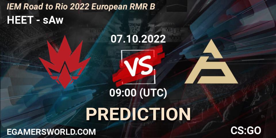 HEET vs sAw: Betting TIp, Match Prediction. 07.10.2022 at 09:00. Counter-Strike (CS2), IEM Road to Rio 2022 European RMR B