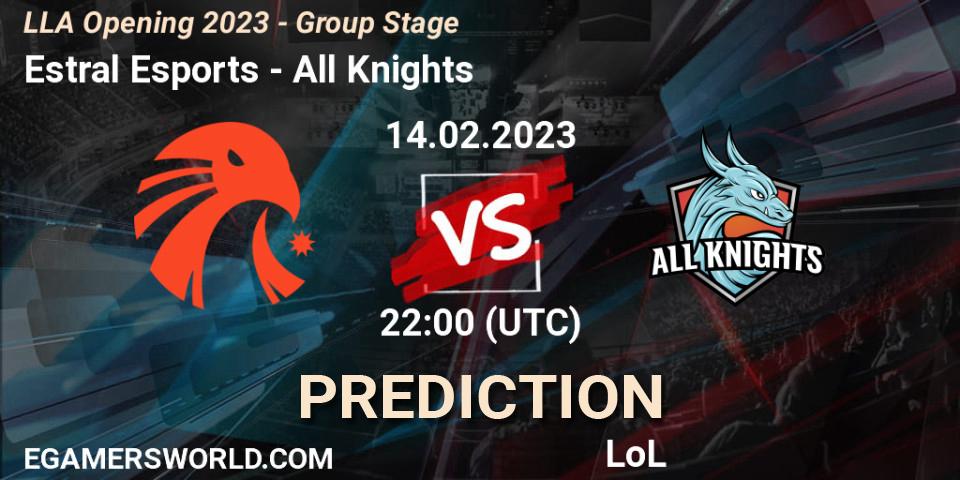Estral Esports vs All Knights: Betting TIp, Match Prediction. 14.02.2023 at 22:00. LoL, LLA Opening 2023 - Group Stage