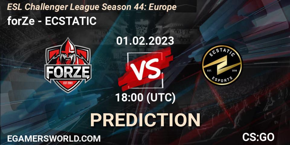 forZe vs ECSTATIC: Betting TIp, Match Prediction. 01.02.23. CS2 (CS:GO), ESL Challenger League Season 44: Europe