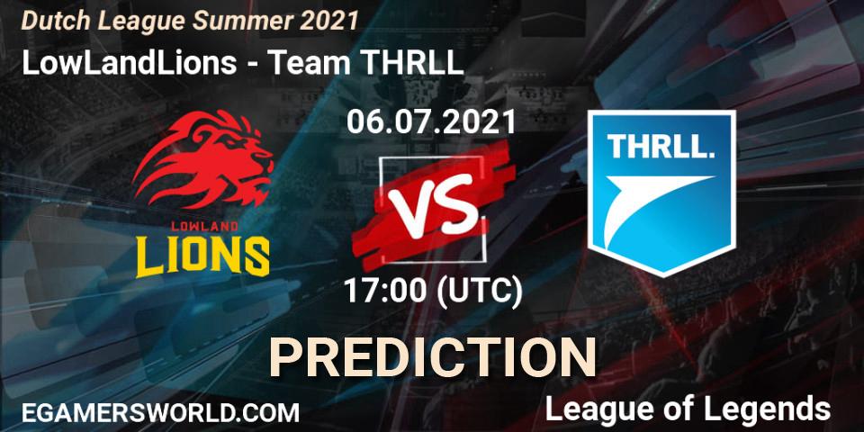 LowLandLions vs Team THRLL: Betting TIp, Match Prediction. 08.06.2021 at 20:00. LoL, Dutch League Summer 2021