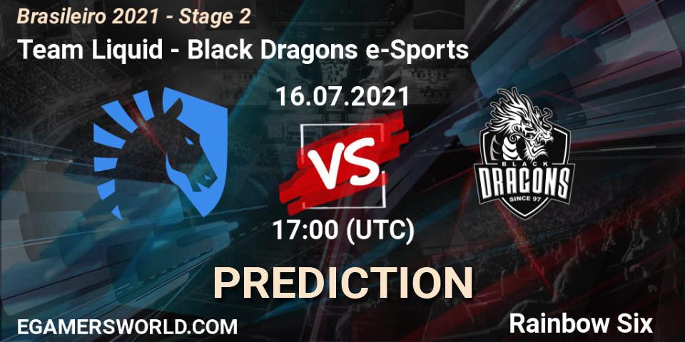 Team Liquid vs Black Dragons e-Sports: Betting TIp, Match Prediction. 16.07.2021 at 17:00. Rainbow Six, Brasileirão 2021 - Stage 2