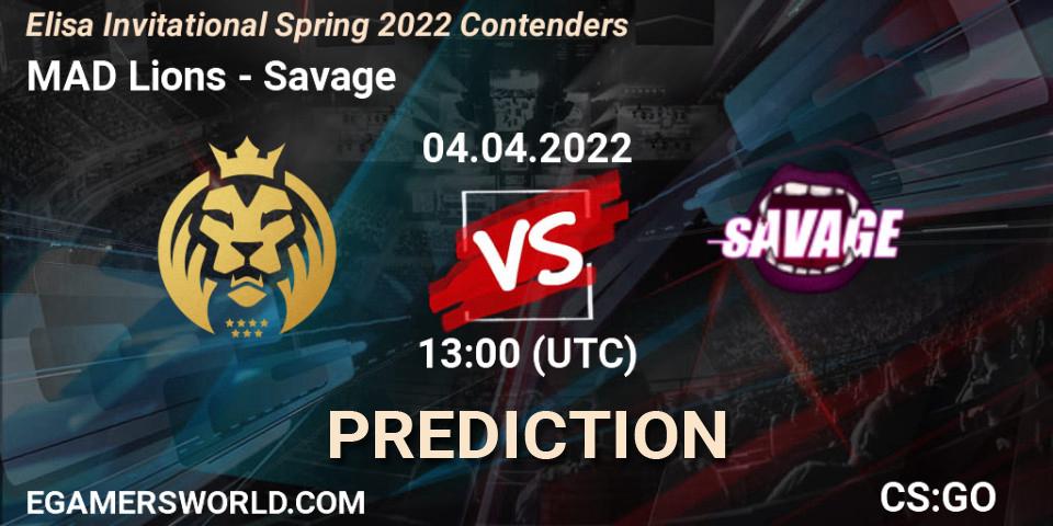 MAD Lions vs Savage: Betting TIp, Match Prediction. 04.04.22. CS2 (CS:GO), Elisa Invitational Spring 2022 Contenders