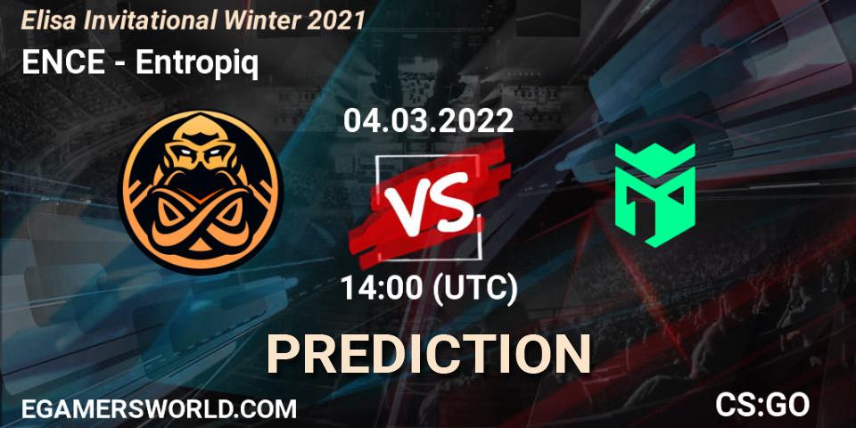 ENCE vs Entropiq: Betting TIp, Match Prediction. 04.03.2022 at 14:00. Counter-Strike (CS2), Elisa Invitational Winter 2021