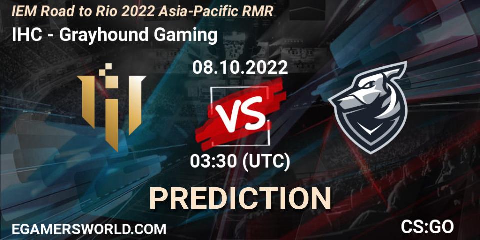 IHC vs Grayhound Gaming: Betting TIp, Match Prediction. 08.10.22. CS2 (CS:GO), IEM Road to Rio 2022 Asia-Pacific RMR