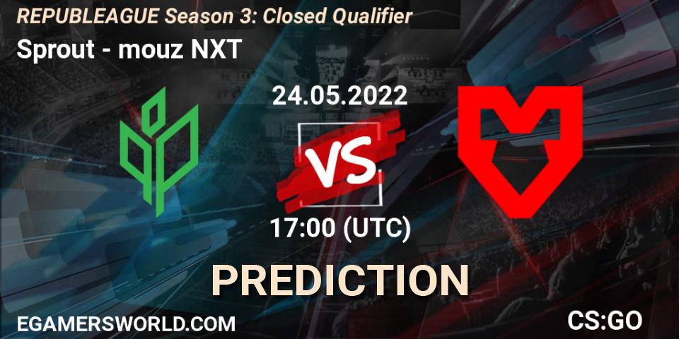 Sprout vs mouz NXT: Betting TIp, Match Prediction. 24.05.2022 at 17:35. Counter-Strike (CS2), REPUBLEAGUE Season 3: Closed Qualifier