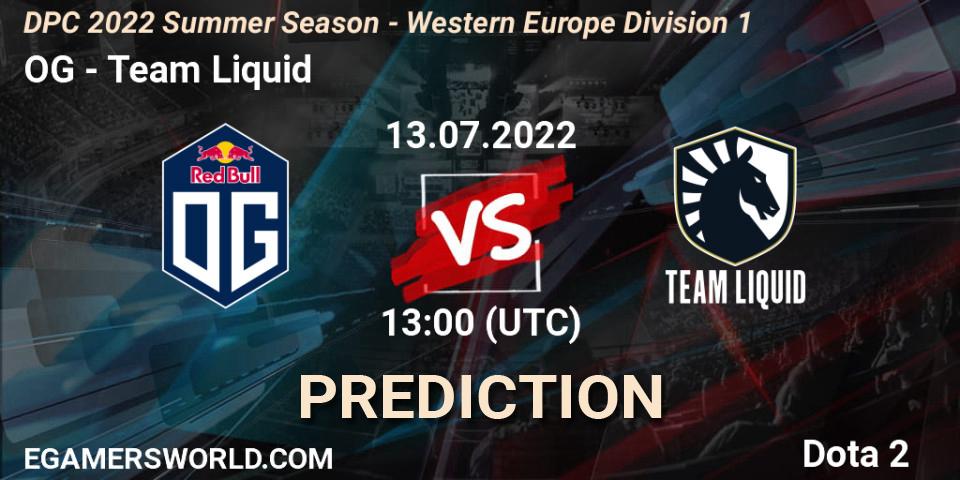 OG vs Team Liquid: Betting TIp, Match Prediction. 13.07.2022 at 12:55. Dota 2, DPC WEU 2021/2022 Tour 3: Division I