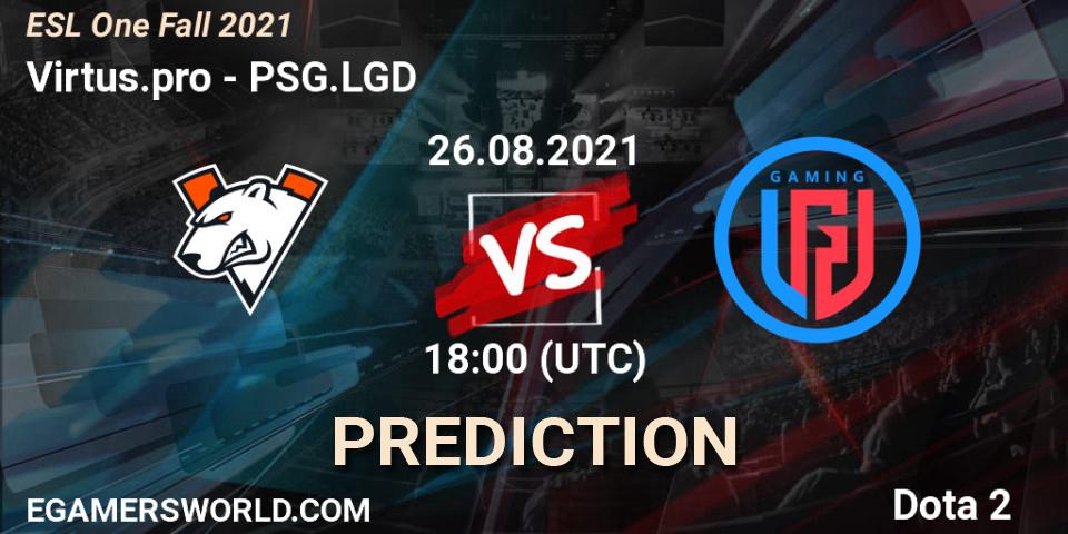 Virtus.pro vs PSG.LGD: Betting TIp, Match Prediction. 26.08.21. Dota 2, ESL One Fall 2021