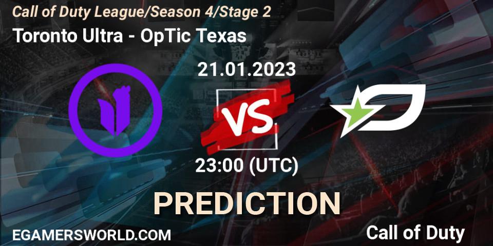 Toronto Ultra vs OpTic Texas: Betting TIp, Match Prediction. 21.01.2023 at 23:00. Call of Duty, Call of Duty League 2023: Stage 2 Major Qualifiers