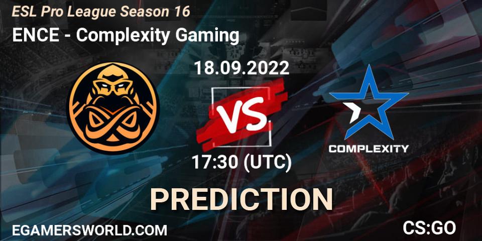 ENCE vs Complexity Gaming: Betting TIp, Match Prediction. 18.09.2022 at 17:30. Counter-Strike (CS2), ESL Pro League Season 16