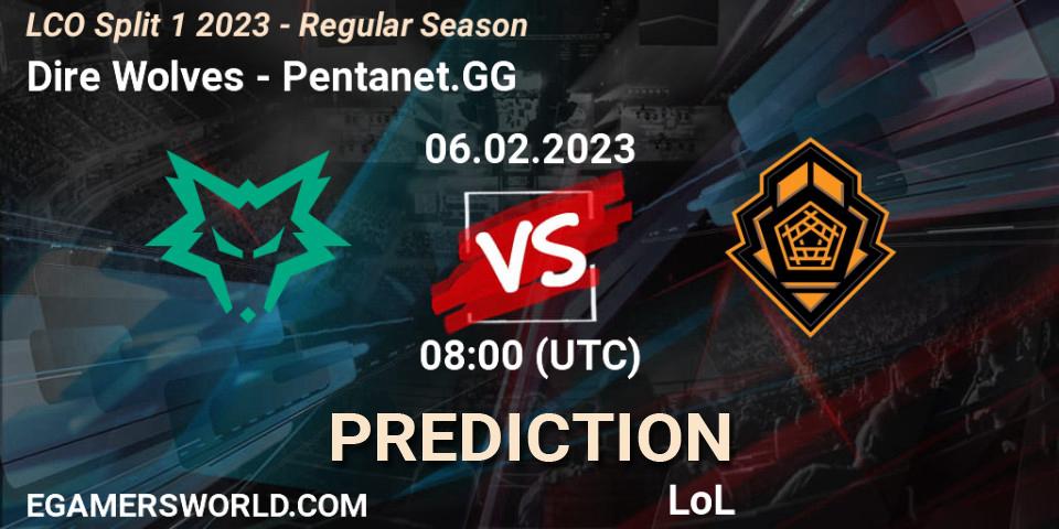 Dire Wolves vs Pentanet.GG: Betting TIp, Match Prediction. 06.02.23. LoL, LCO Split 1 2023 - Regular Season
