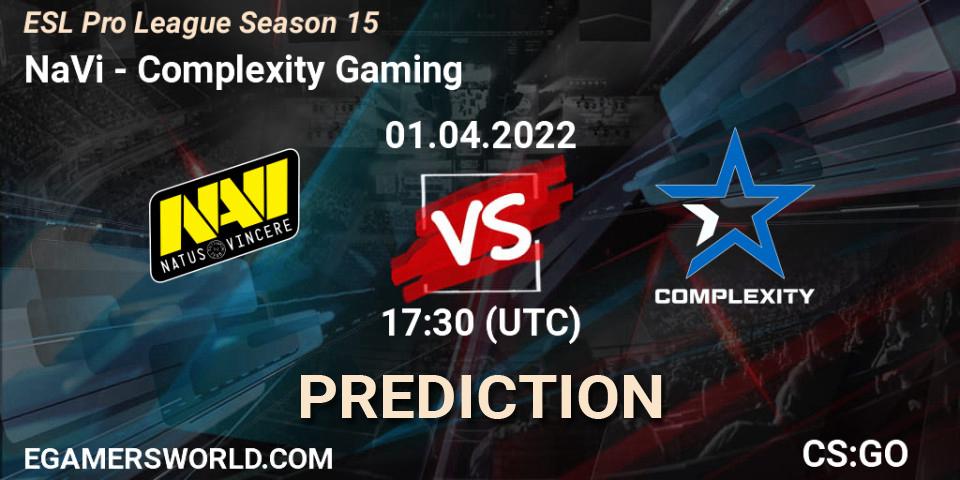 NaVi vs Complexity Gaming: Betting TIp, Match Prediction. 01.04.2022 at 17:30. Counter-Strike (CS2), ESL Pro League Season 15