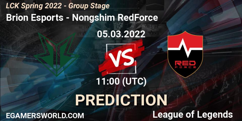 Brion Esports vs Nongshim RedForce: Betting TIp, Match Prediction. 05.03.2022 at 11:50. LoL, LCK Spring 2022 - Group Stage