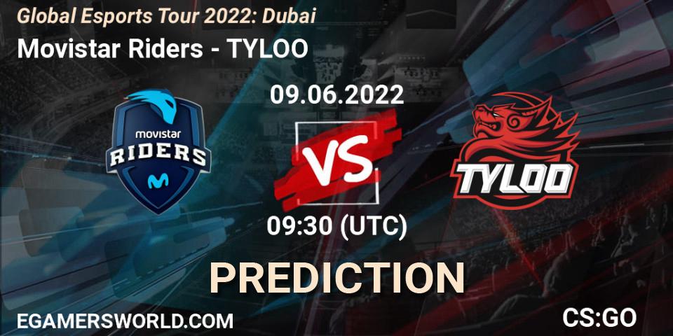 Movistar Riders vs TYLOO: Betting TIp, Match Prediction. 09.06.2022 at 10:10. Counter-Strike (CS2), Global Esports Tour 2022: Dubai
