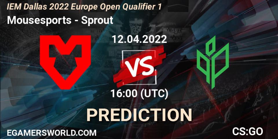Mousesports vs Sprout: Betting TIp, Match Prediction. 12.04.2022 at 16:00. Counter-Strike (CS2), IEM Dallas 2022 Europe Open Qualifier 1