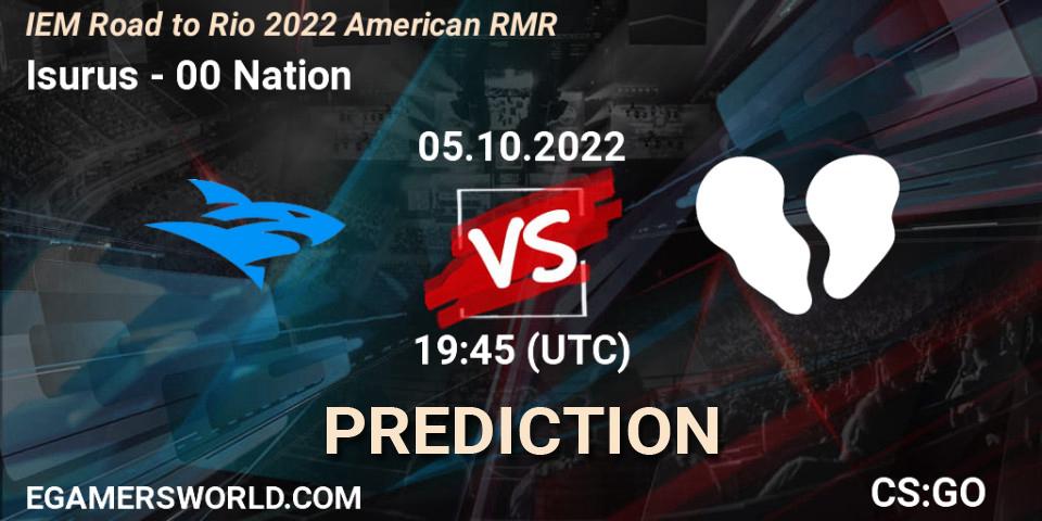 Isurus vs 00 Nation: Betting TIp, Match Prediction. 05.10.2022 at 20:30. Counter-Strike (CS2), IEM Road to Rio 2022 American RMR
