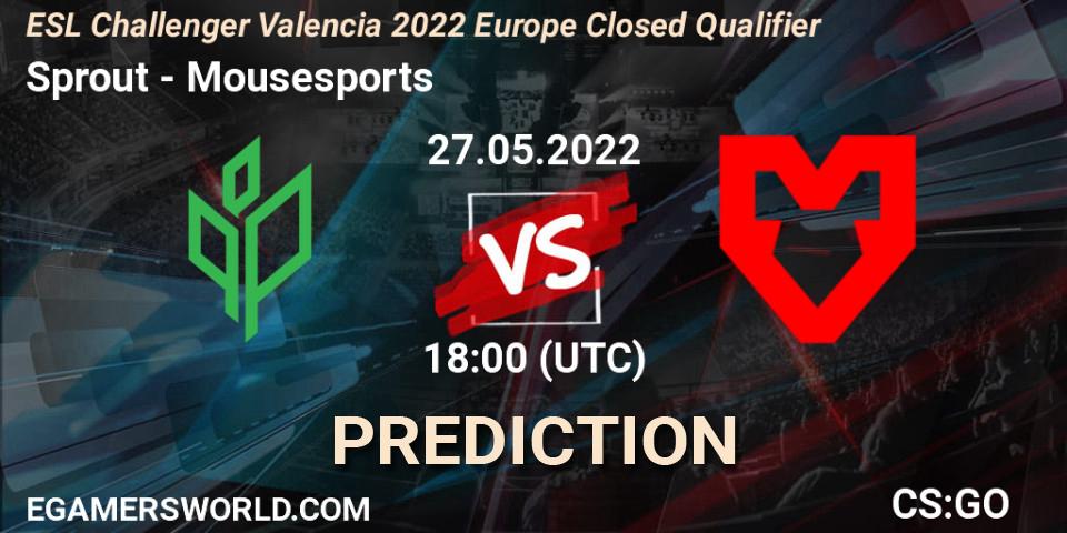 Sprout vs Mousesports: Betting TIp, Match Prediction. 27.05.2022 at 18:00. Counter-Strike (CS2), ESL Challenger Valencia 2022 Europe Closed Qualifier
