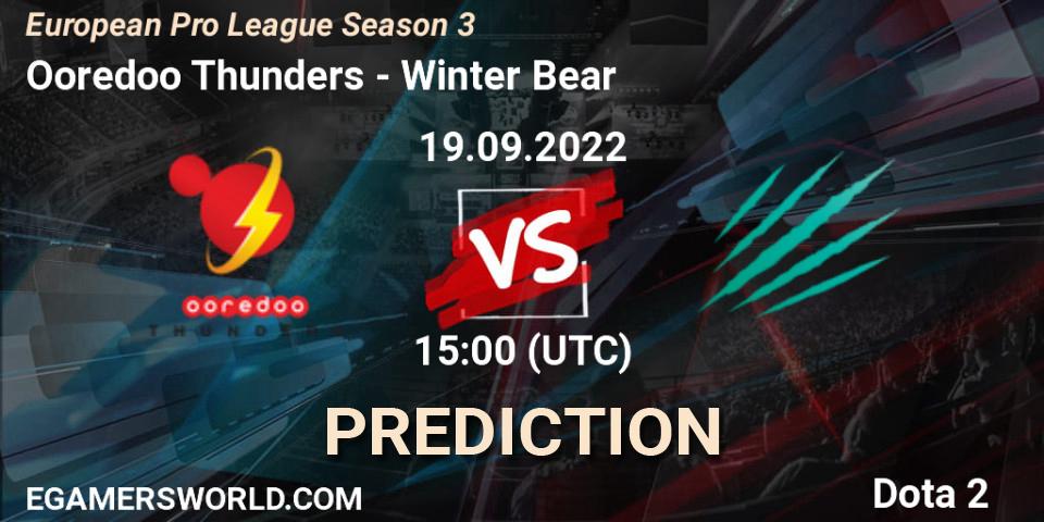 Ooredoo Thunders vs Winter Bear: Betting TIp, Match Prediction. 20.09.2022 at 18:15. Dota 2, European Pro League Season 3 