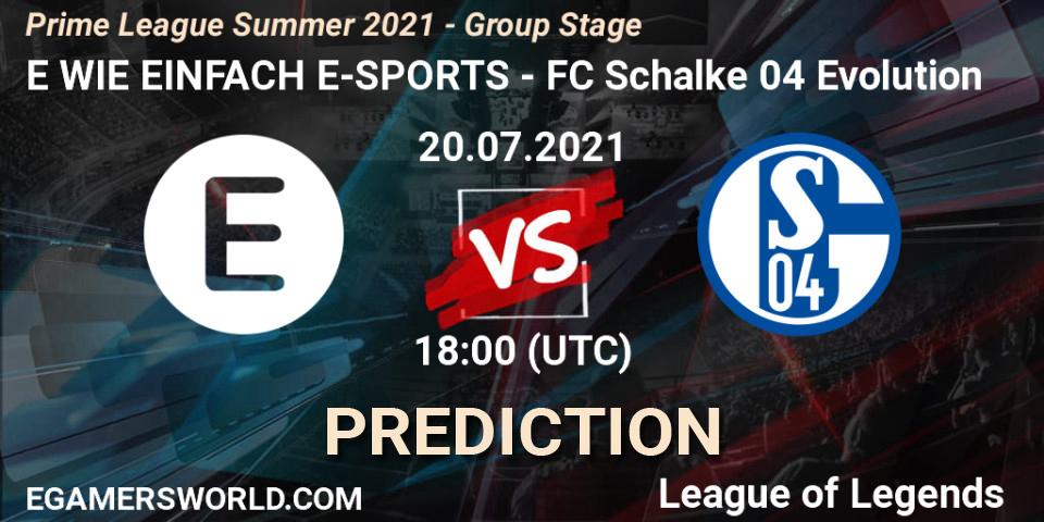E WIE EINFACH E-SPORTS vs FC Schalke 04 Evolution: Betting TIp, Match Prediction. 20.07.21. LoL, Prime League Summer 2021 - Group Stage