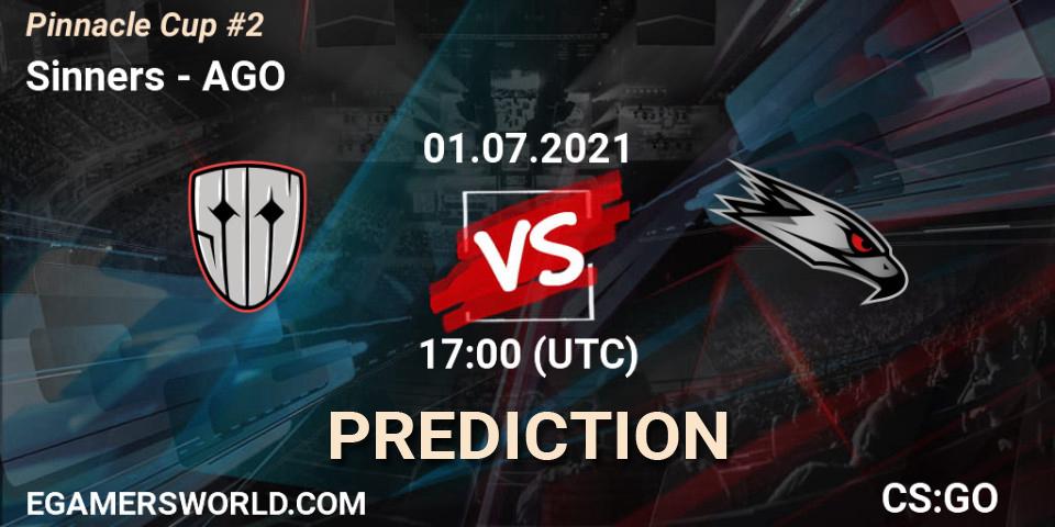 Sinners vs AGO: Betting TIp, Match Prediction. 01.07.2021 at 17:00. Counter-Strike (CS2), Pinnacle Cup #2