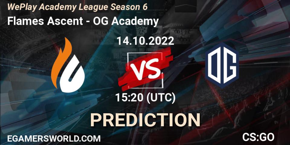 Flames Ascent vs OG Academy: Betting TIp, Match Prediction. 14.10.2022 at 15:20. Counter-Strike (CS2), WePlay Academy League Season 6
