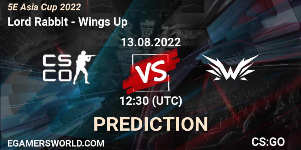 Lord Rabbit vs Wings Up: Betting TIp, Match Prediction. 13.08.2022 at 12:30. Counter-Strike (CS2), 5E Asia Cup 2022