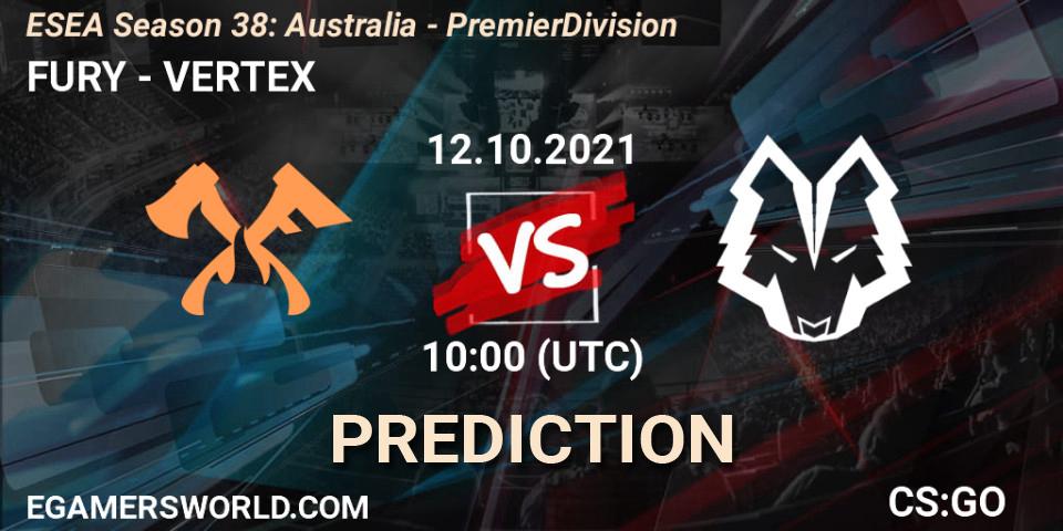 FURY vs VERTEX: Betting TIp, Match Prediction. 12.10.21. CS2 (CS:GO), ESEA Season 38: Australia - Premier Division