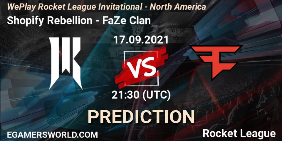 Shopify Rebellion vs FaZe Clan: Betting TIp, Match Prediction. 17.09.2021 at 21:30. Rocket League, WePlay Rocket League Invitational - North America
